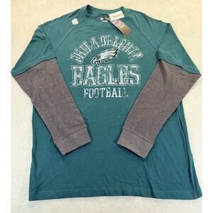 NFL Team Apparel Men's L Philadelphia Eagles Thermal L/S Tshirt Teal Grey NWT
